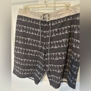 RVCA Gray Shark Tooth Pattern Board Shorts